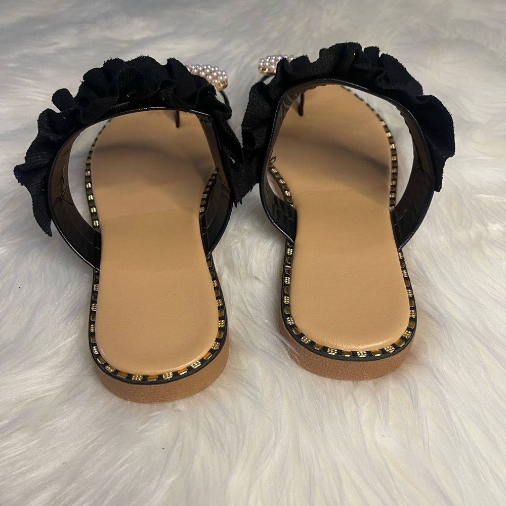 Pineapple Toe Sandals Flats with Ruffle Band on Top EUR 39 US 38.5 Spring Summer - Picture 4 of 6